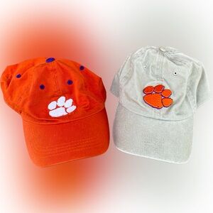 Clemson University tiger paw baseball caps hats lot of two
